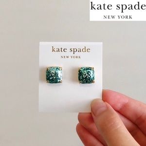 Kate Spade Mini Square Blue Glitter Stud Earrings